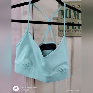 Askya Blue Teal Sports Bra XL Strappy No Pads Yoga Athletic Nwot